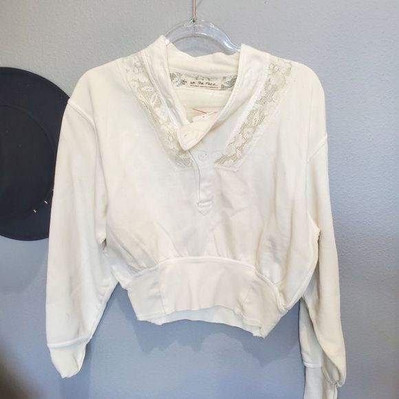 NWT Free People ivory creme pullover lace - Picture 1 of 7